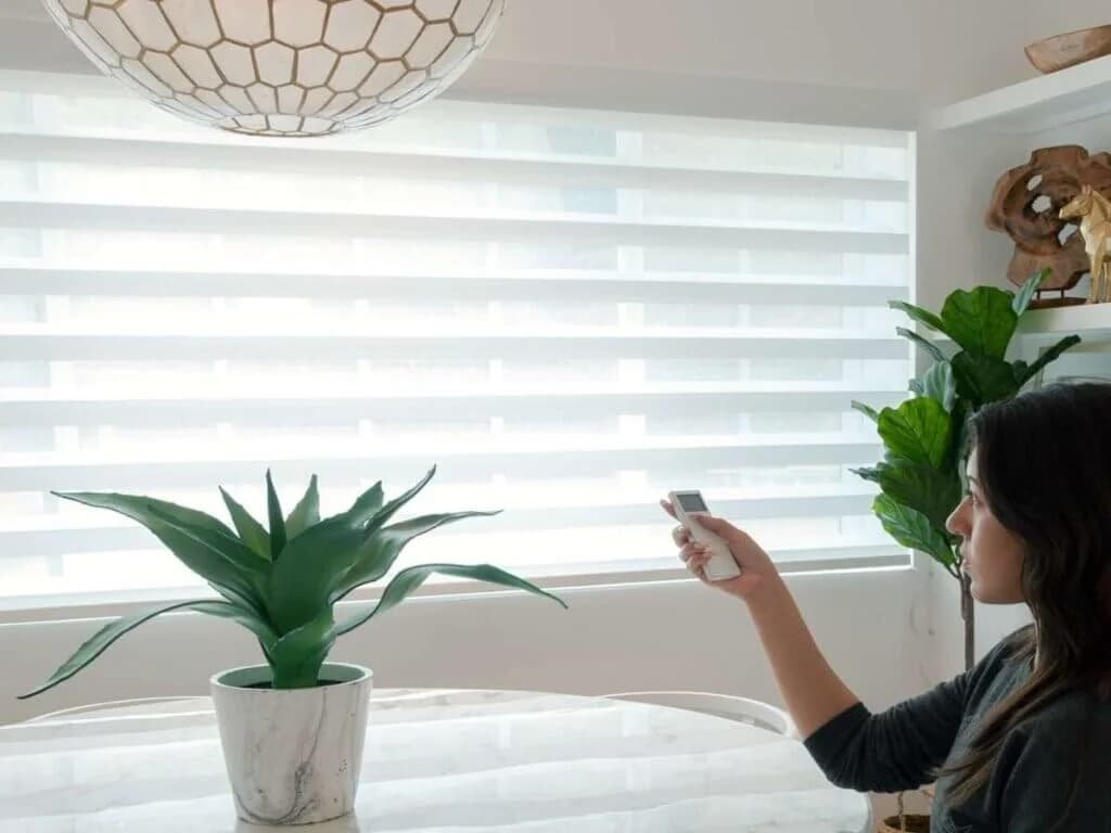Living Room Scene Motorized Shades in Leawood