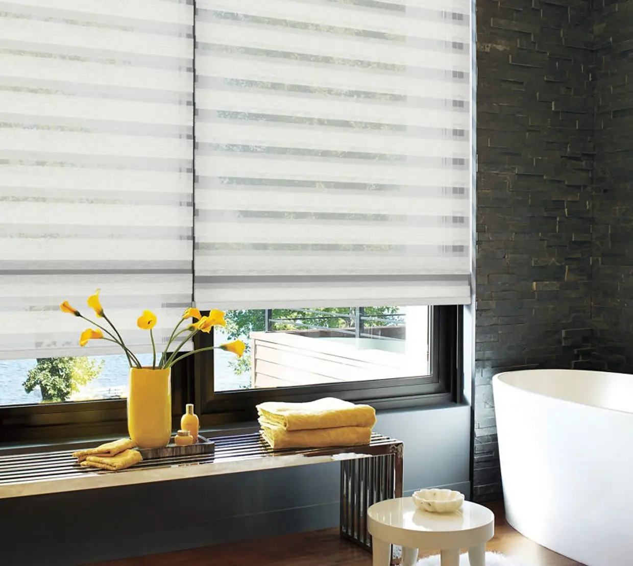 Banded Bathroom Bathtub View