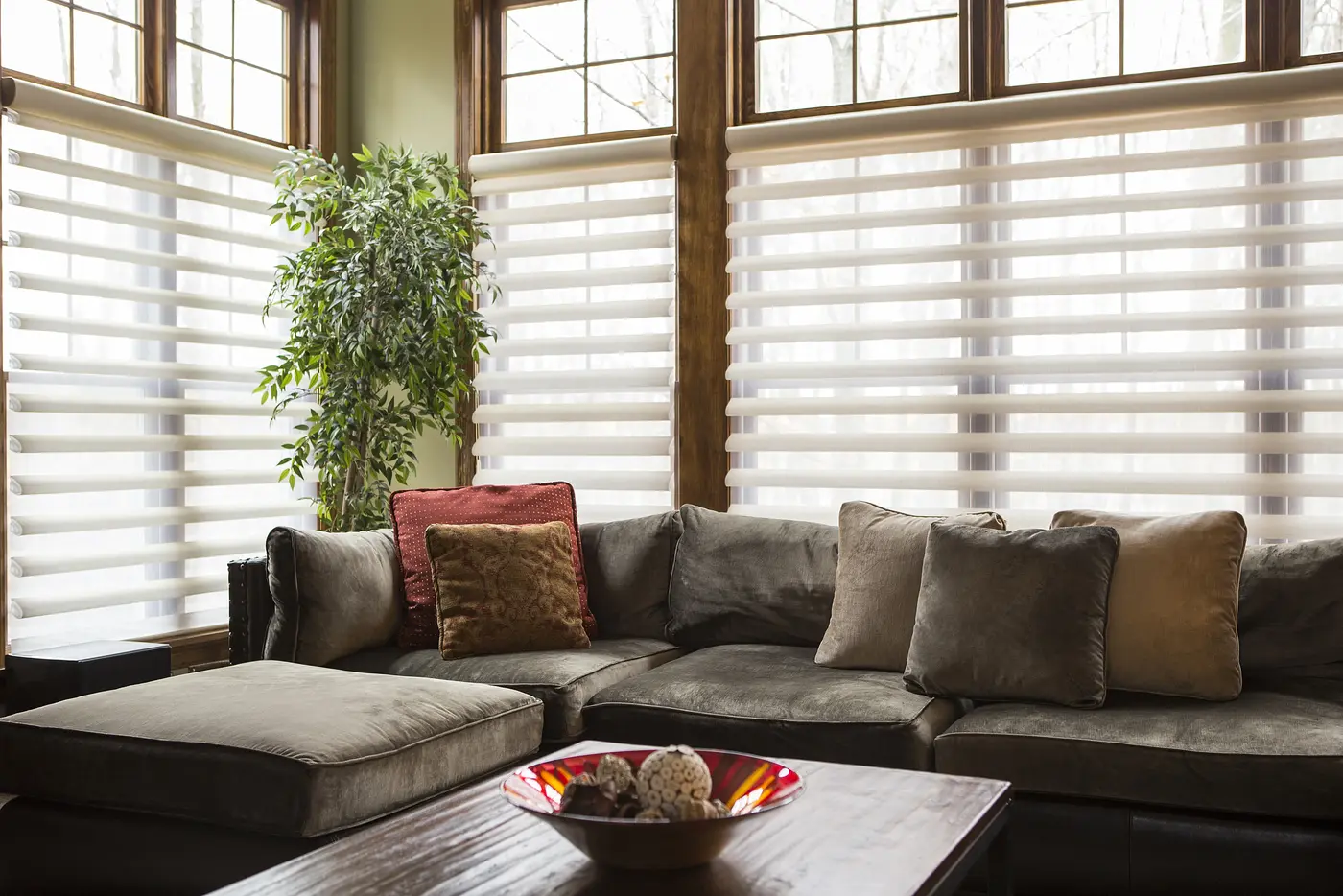 Living Room Sofa with Banded Shades